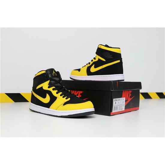 Air Jordan 1 Retro MID Men Shoes Black Yellow